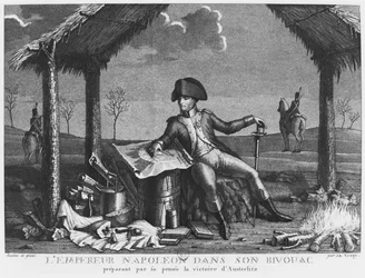 Bivouac del Emperador Napoleón I planificando la victoria de Austerlitz, 1805